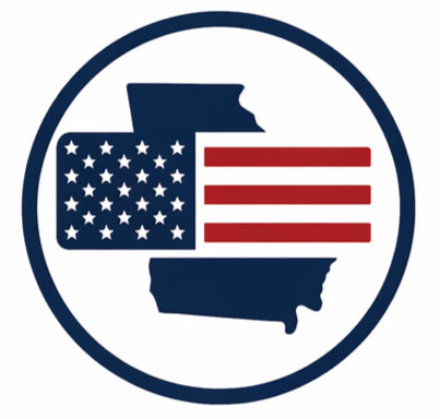 Georgia with American flag design inside a circle on a white background