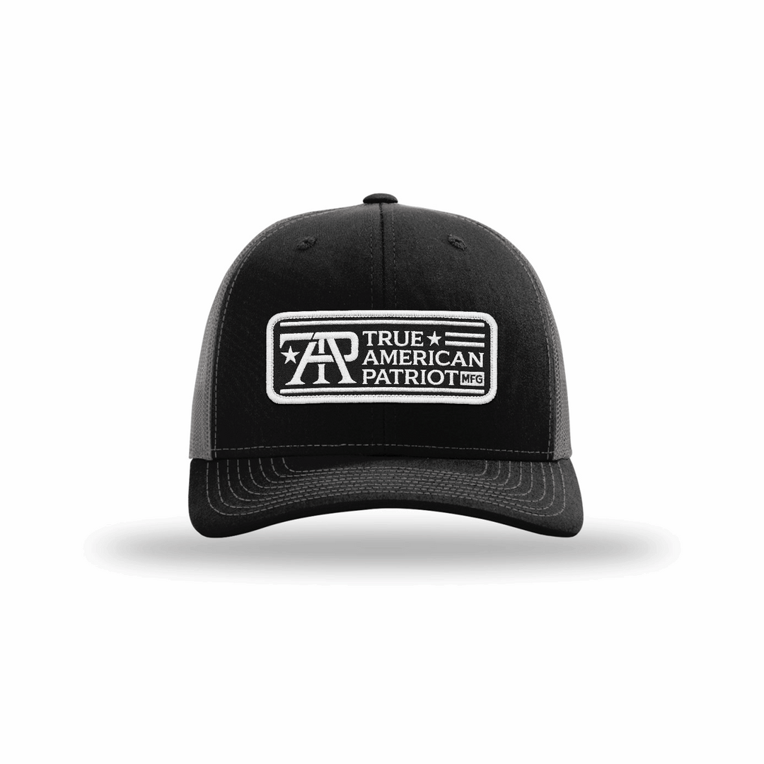 True American Patriot Black and White Logo Patch Richardson 112 Black-Charcoal