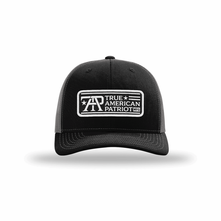 True American Patriot Black and White Logo Patch Richardson 112 Black-Charcoal
