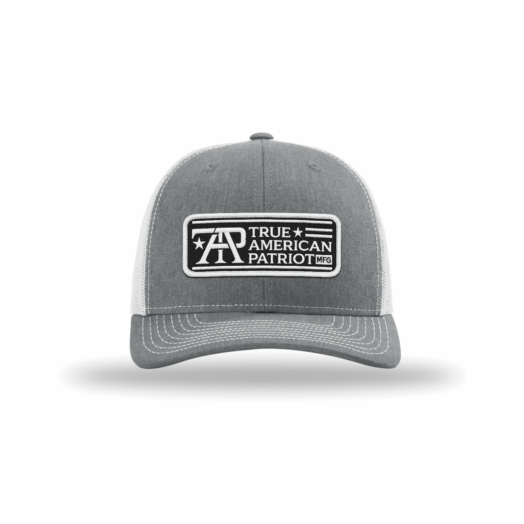 True American Patriot Black and White Logo Patch Richardson 112 Heather-White Heather Gray-White