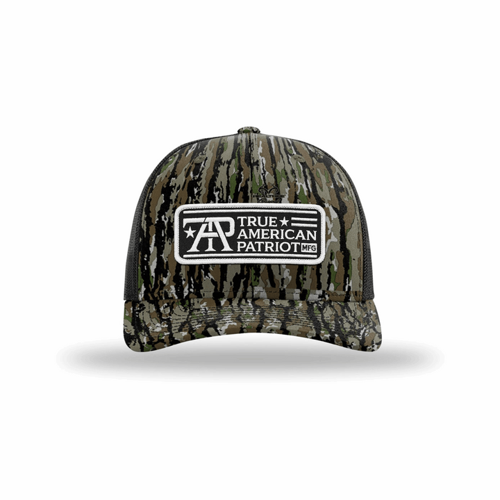 True American Patriot Black and White Logo Patch Richardson 112 Heather-White Realtree-Black