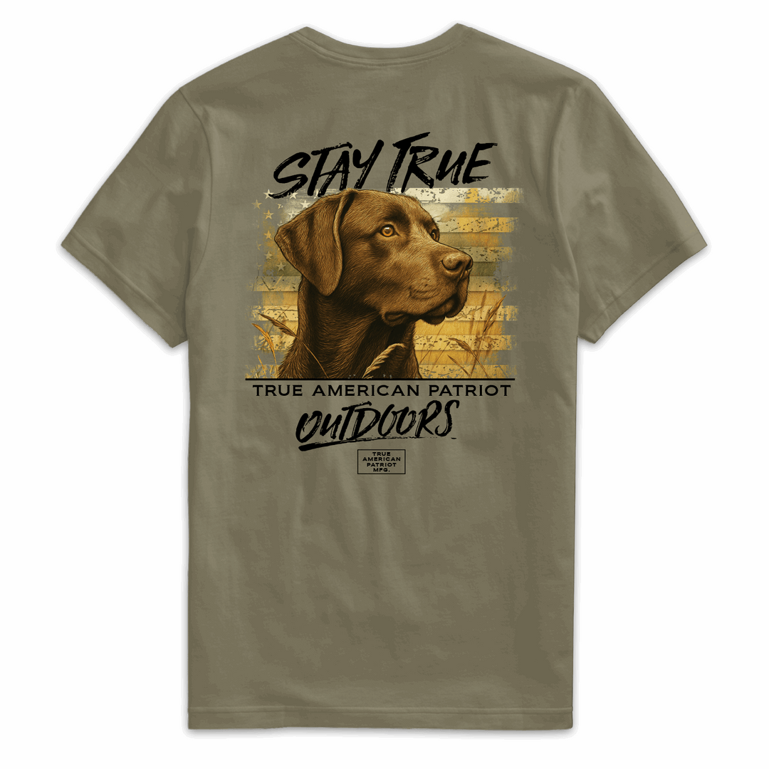 True American Patriot Mfg - Stay True Chocolate Lab Outdoors Miltary Back