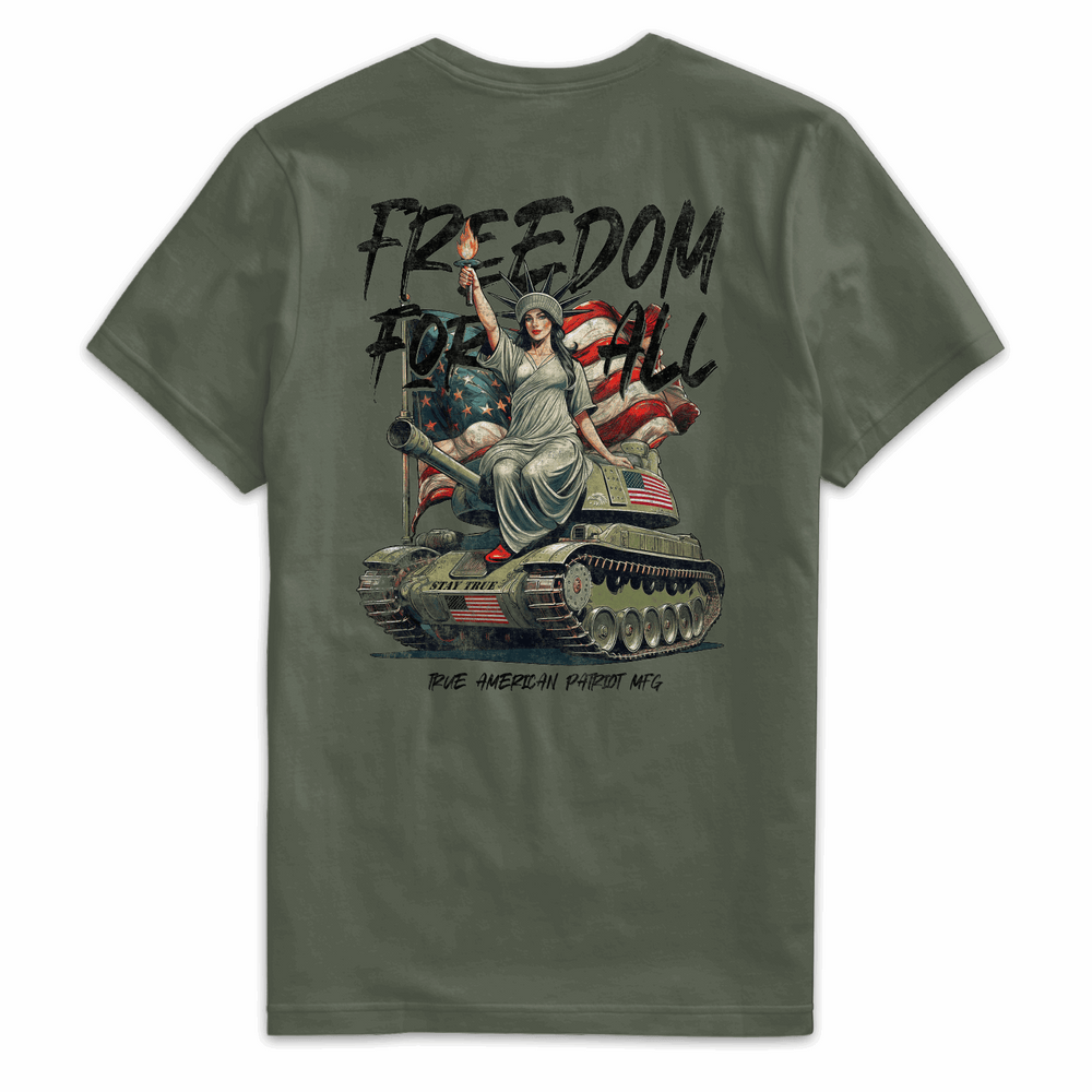 True American Patriot Mfg Freedom for All Tee Military Back