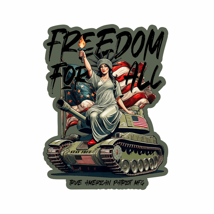 True American Patriot Mfg  Freedom For All Lady Liberty Decal