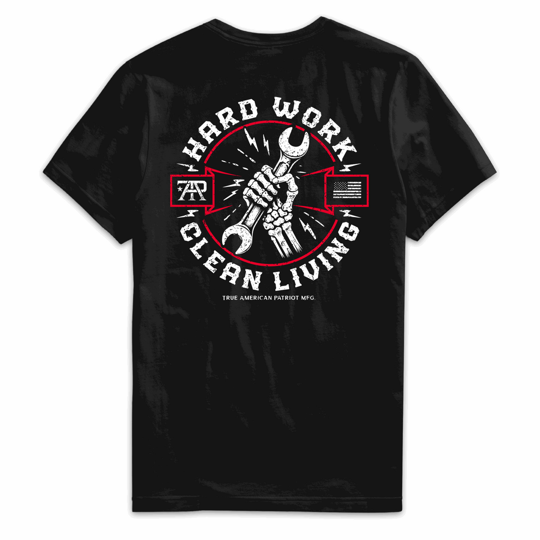 True American Patriot Mfg Hard Work Clean Living Tee Black Back