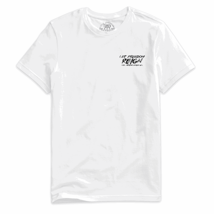 True American Patriot Mfg Let Freedom Reight Eagle AR-15 White Tee Left Chest