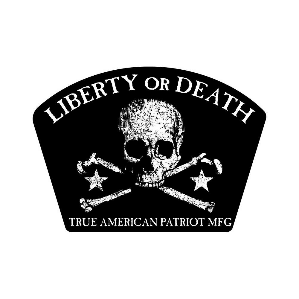 True American Patriot Mfg  Liberty or Death Jolly Roger Decal