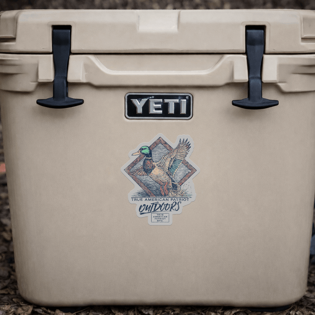 True American Patriot Outdoors Mallard Decal on cooler