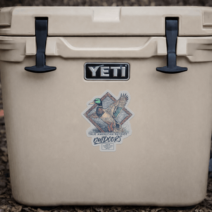 True American Patriot Outdoors Mallard Decal on cooler