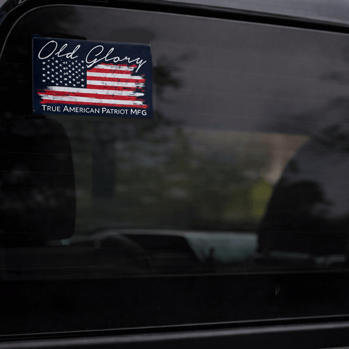 True American Patriot Old Glory Flag Decal on back of truck window