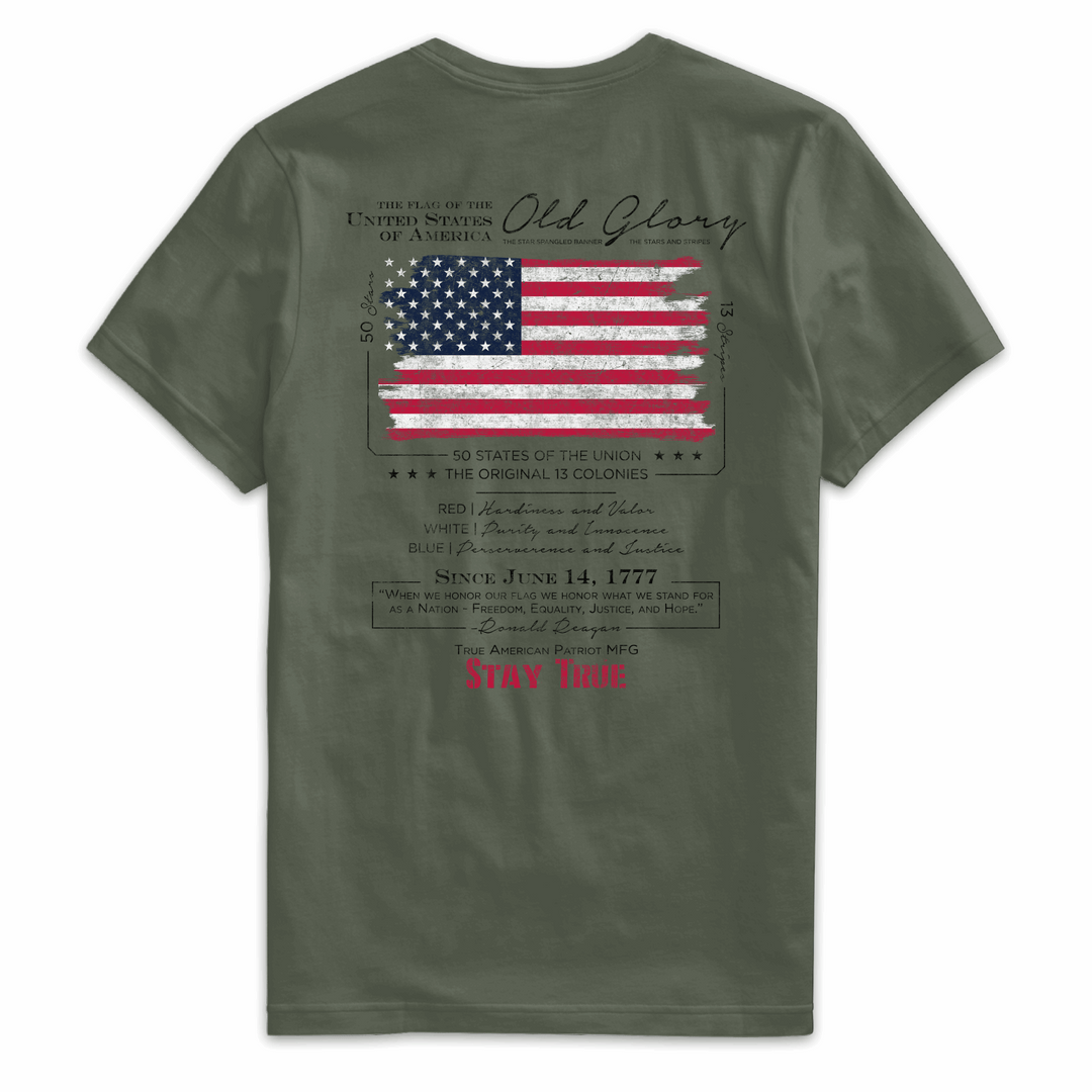 True American Patriot Mfg Old Glory Tee Military Back