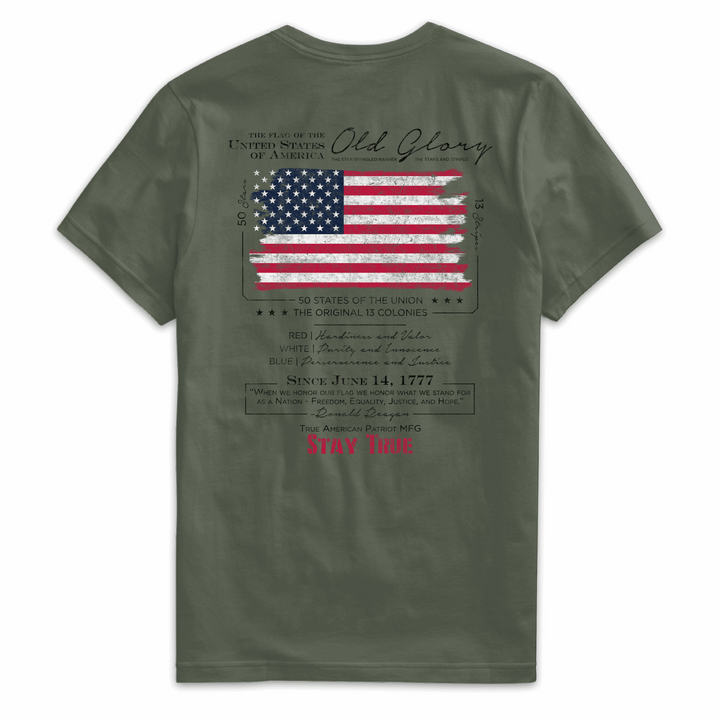 True American Patriot Mfg Old Glory Tee Military Back