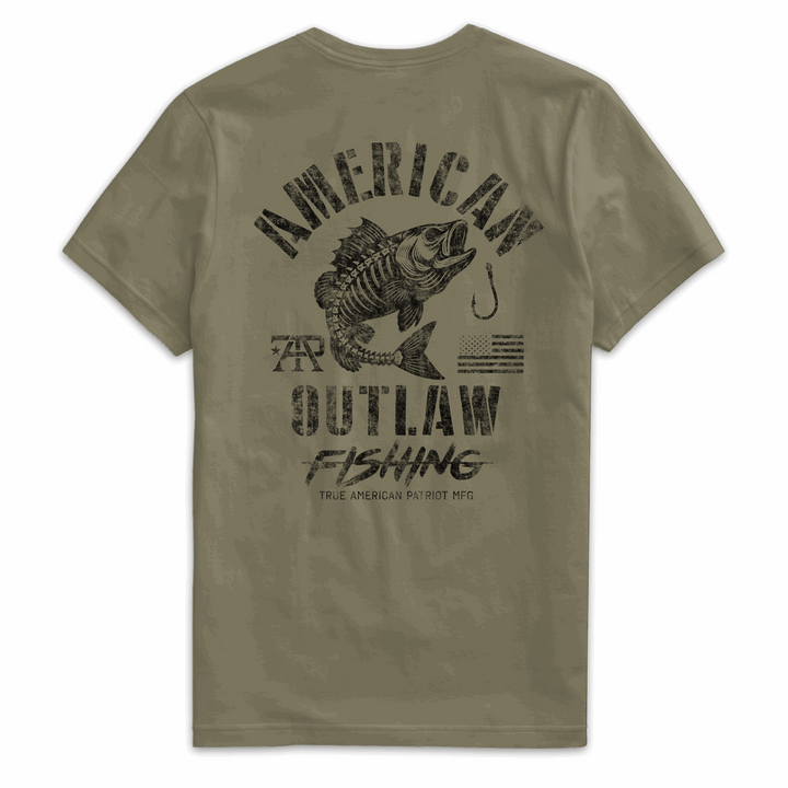 True American Patriot Mfg American Outlaw Fishing Tee Military Back
