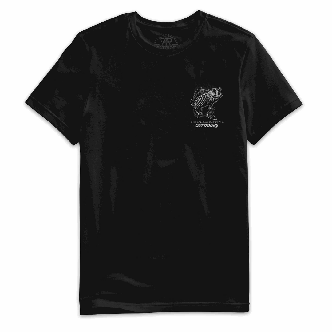 True American Patriot Mfg American Outlaw Fishing Tee Black Left Chest