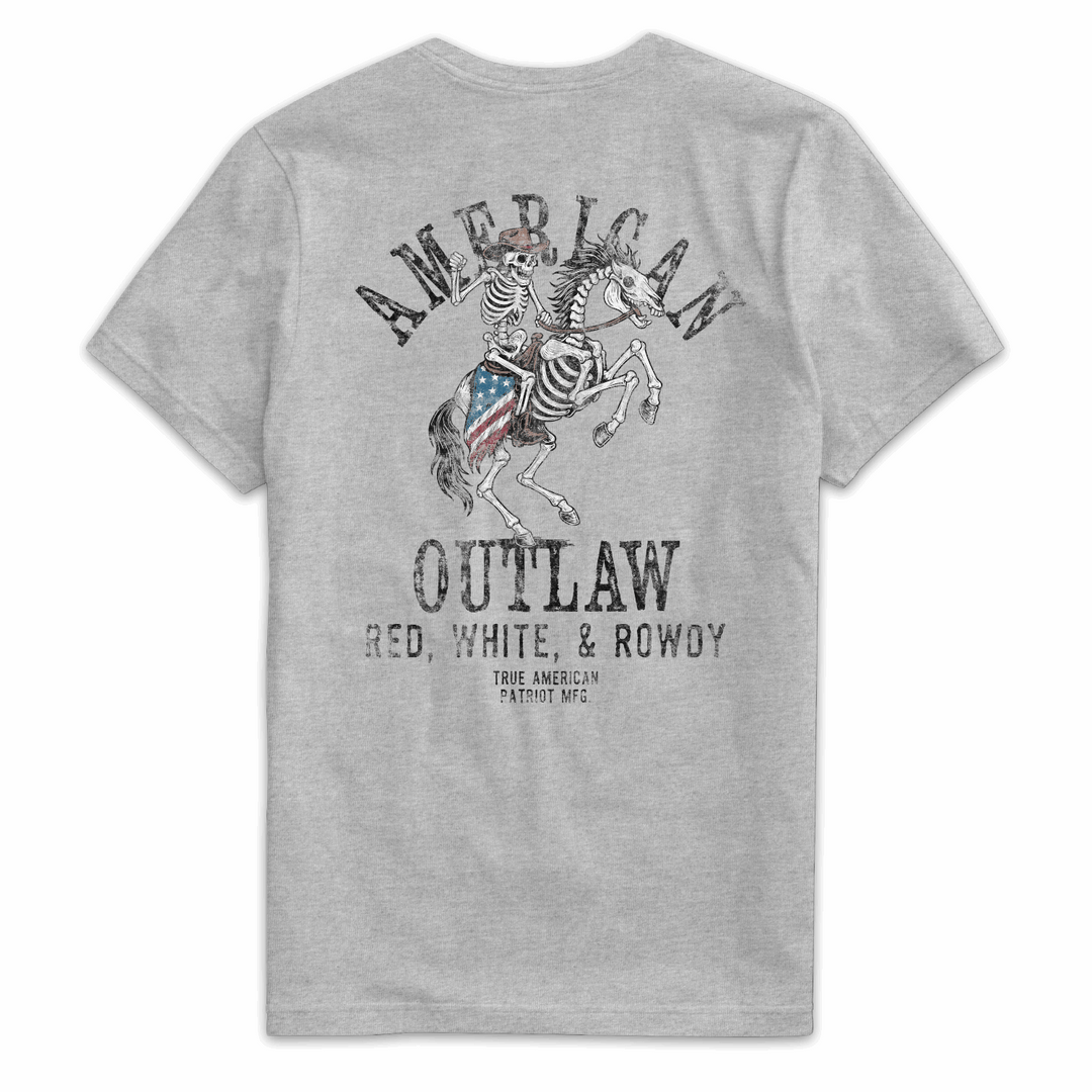 True American Patriot Mfg American Outlaw - Red, White, & Rowdy Dark Heather Back