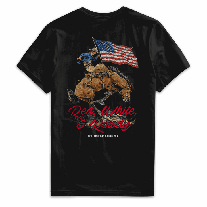 True American Patriot Mfg Red, White &amp; Rowdy Rider Tee Black Back