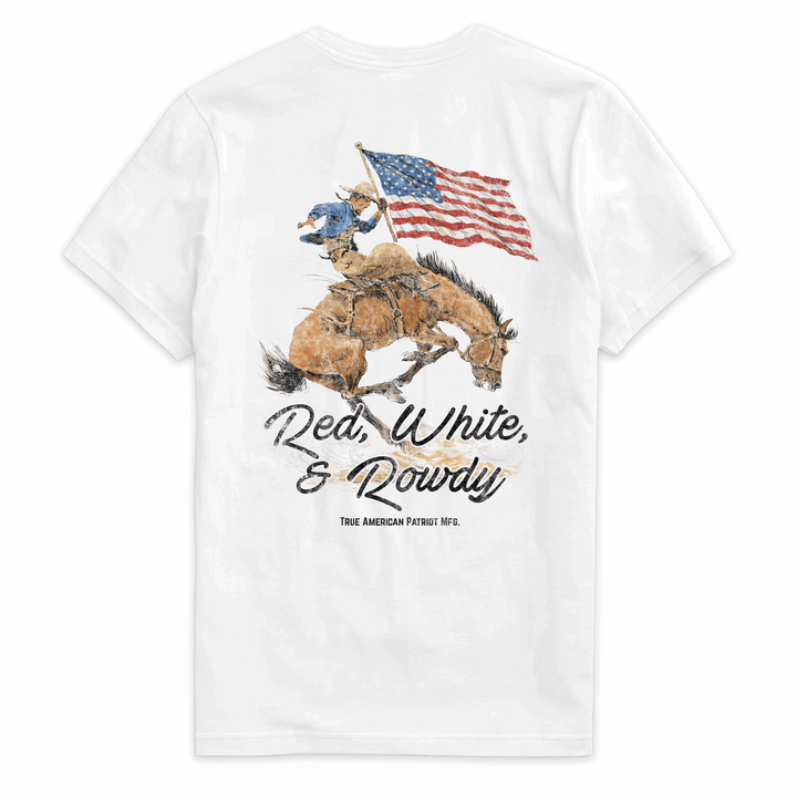 True American Patriot Mfg Red, White &amp; Rowdy Rider Tee White Back