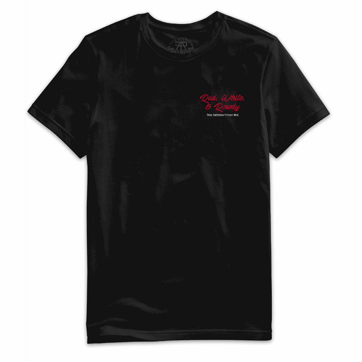 True American Patriot Mfg Red, White &amp; Rowdy Rider Tee Black Left Chest