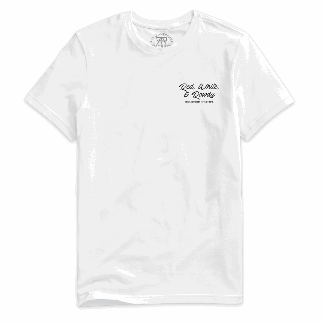 True American Patriot Mfg Red, White &amp; Rowdy Rider Tee White Left Chest