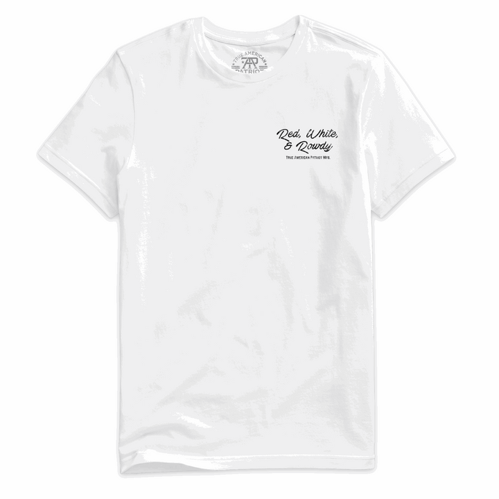 True American Patriot Mfg Red, White &amp; Rowdy Rider Tee White Left Chest