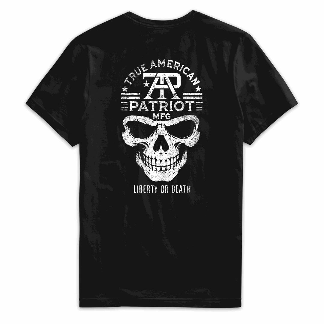 True American Patriot Mfg - TAP Skull LIberty or Death Black Back