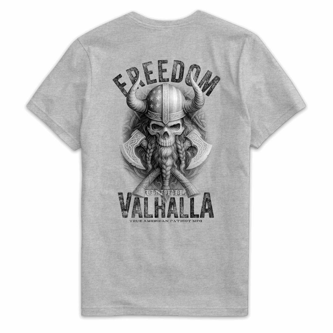 True American Patriot Mfg Freedom Until Valhalla Tee Dark Heather Back