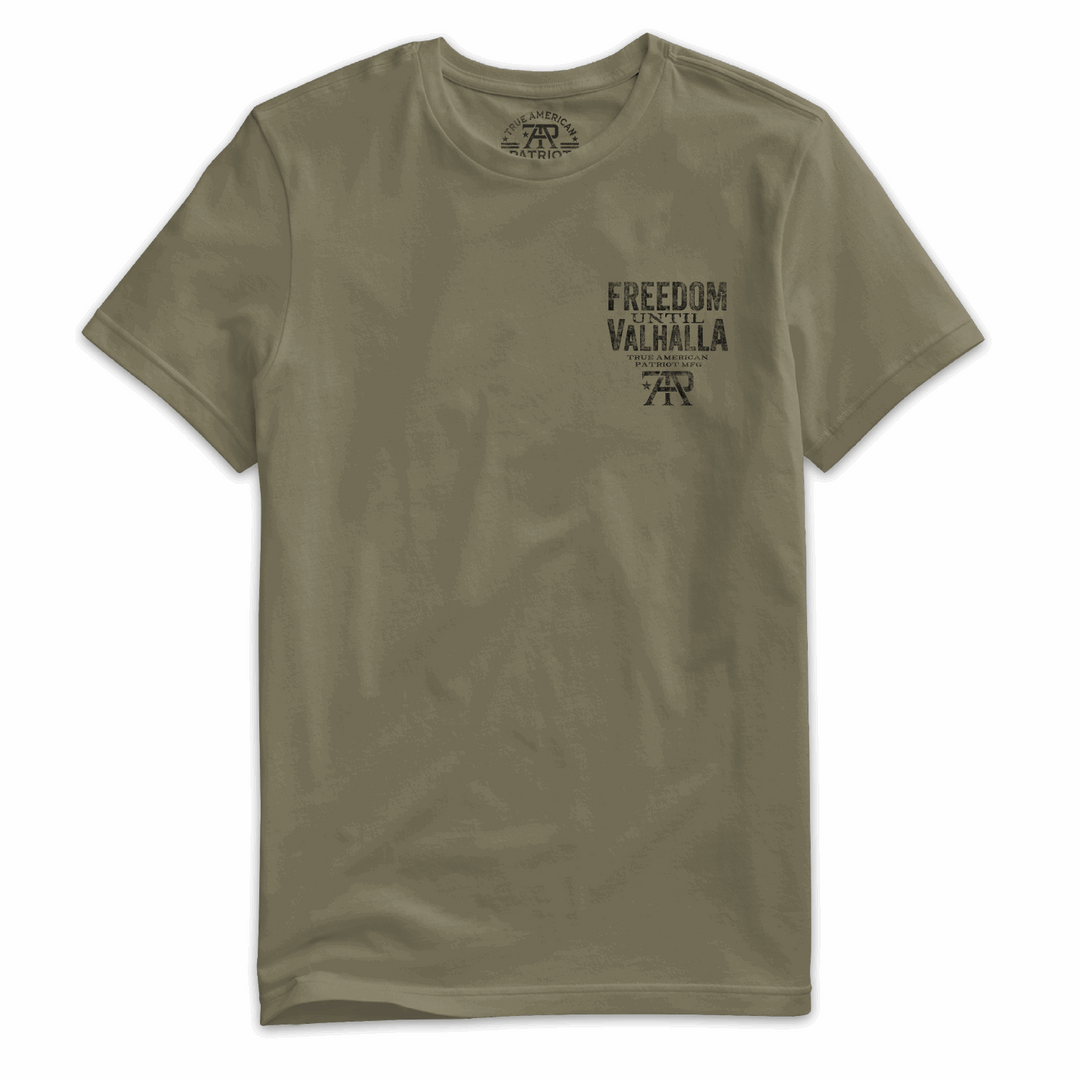 True American Patriot Mfg Freedom Until Valhalla Tee Military Left Chest
