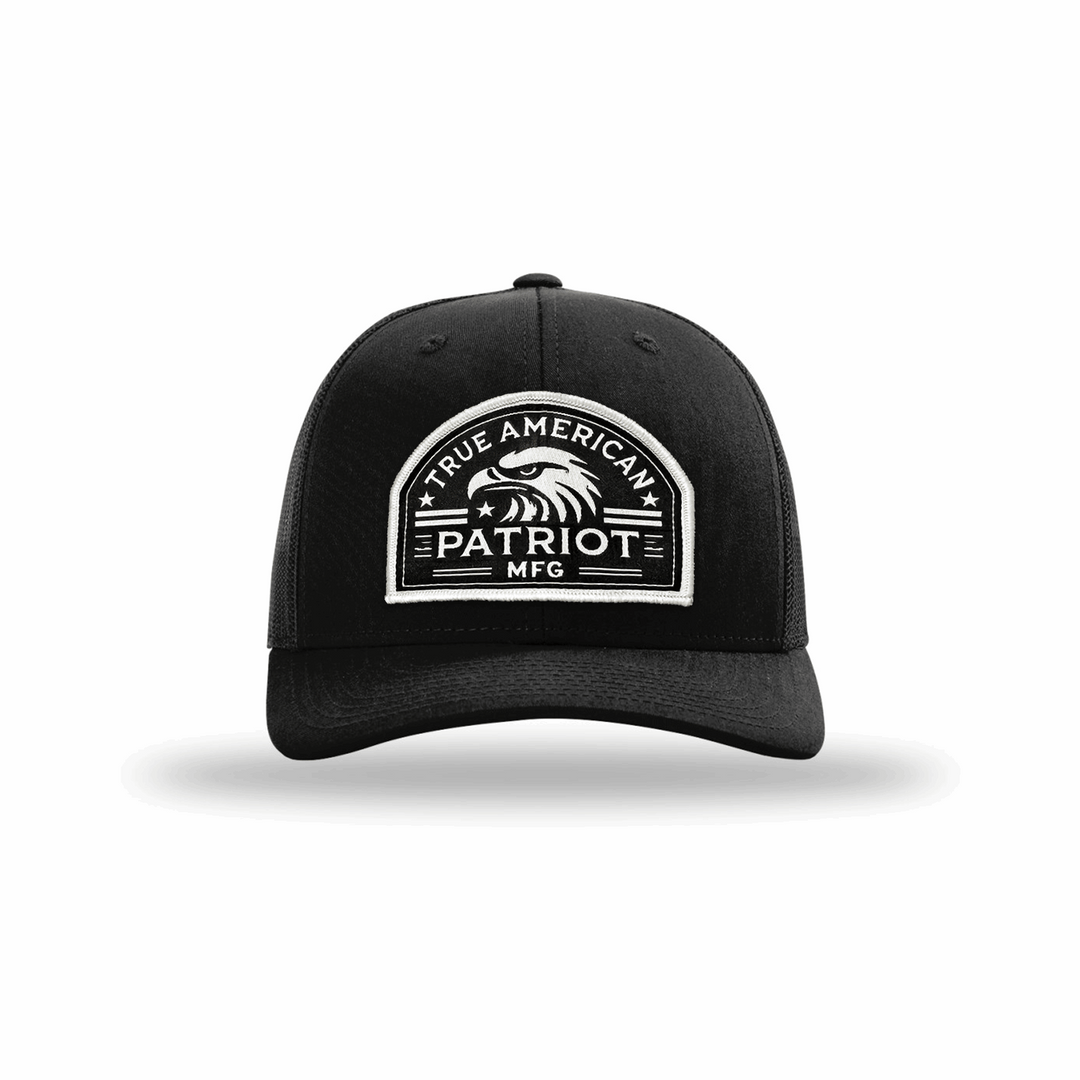 True American Patriot Eagle Head Patch Hat Richardson 112 Black on Black