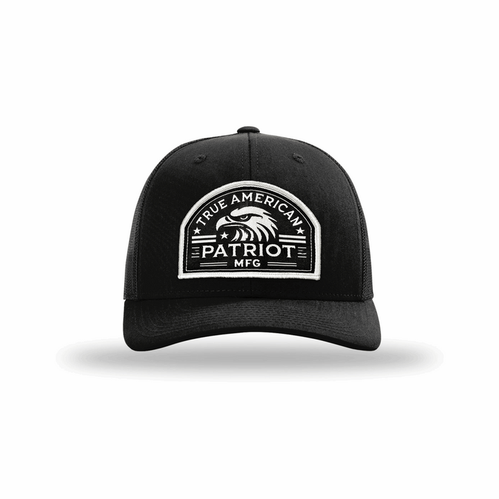 True American Patriot Eagle Head Patch Hat Richardson 112 Black on Black