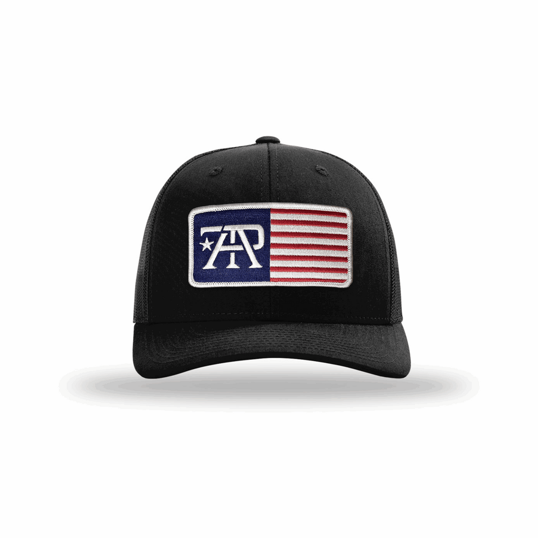 True American Patriot TAP Flag Patch Hat Richardson 112 Black-Black