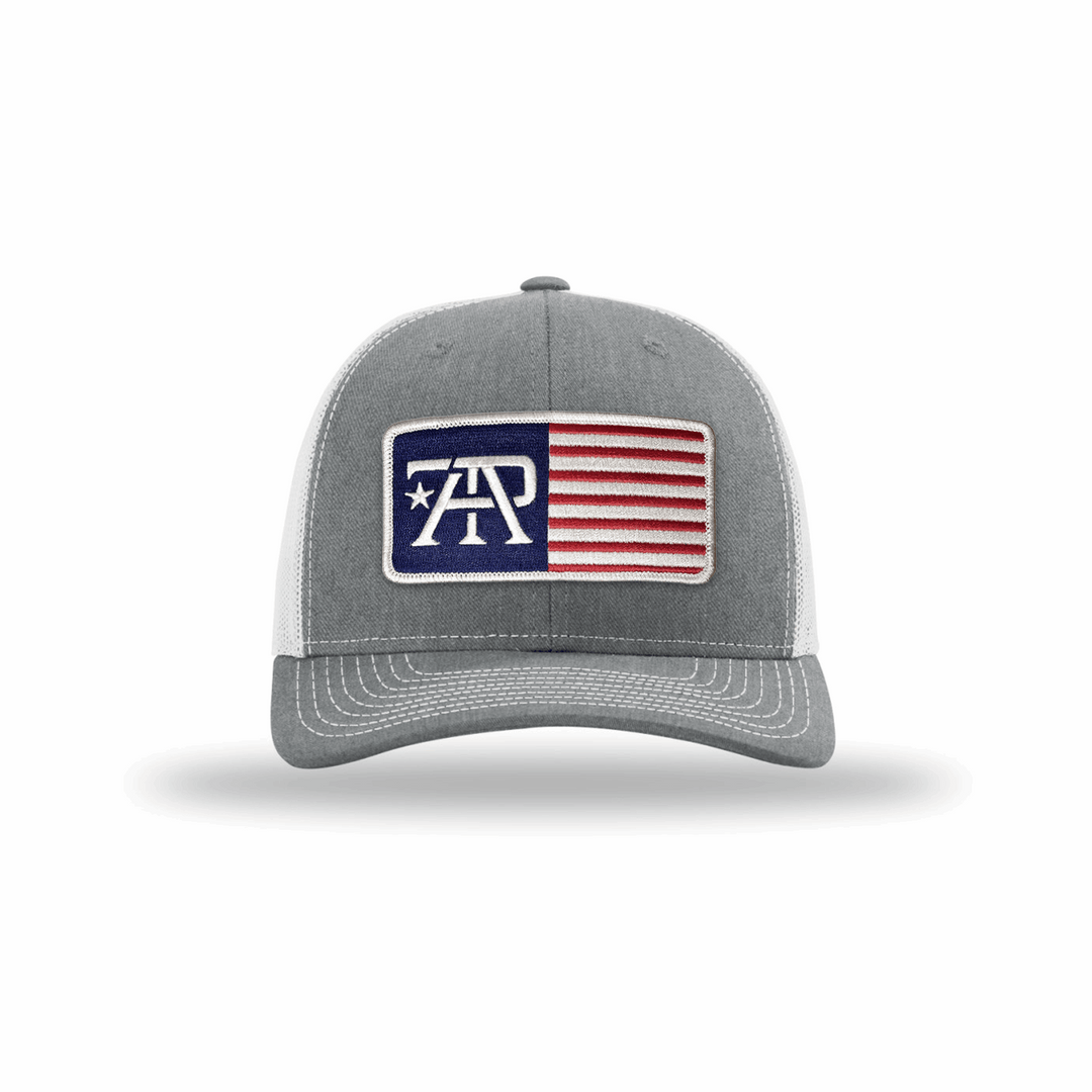 True American Patriot TAP Flag Patch Hat Richardson 112 Heather-White