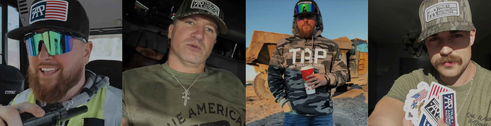 Blue Collar people showing off their True American Patriot Mfg Gear